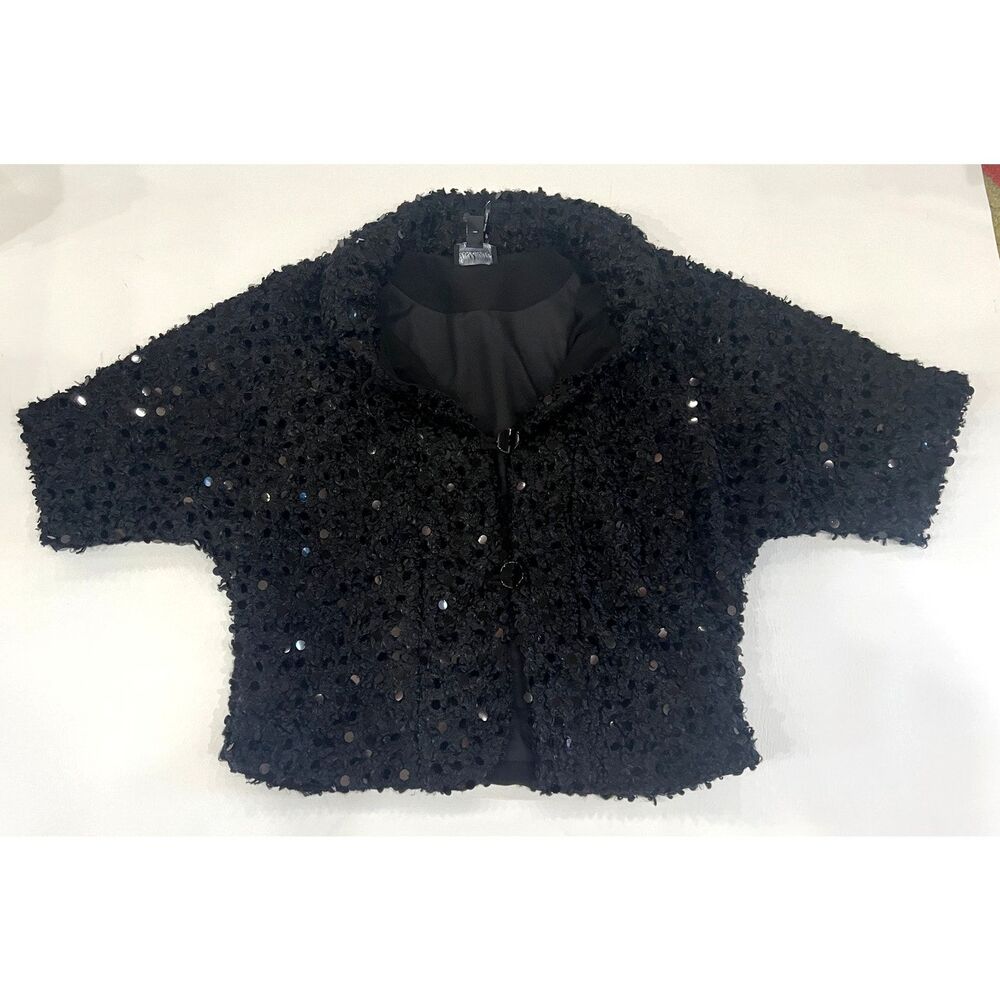 Frank Lyman Black Sequin Coat Sz 16